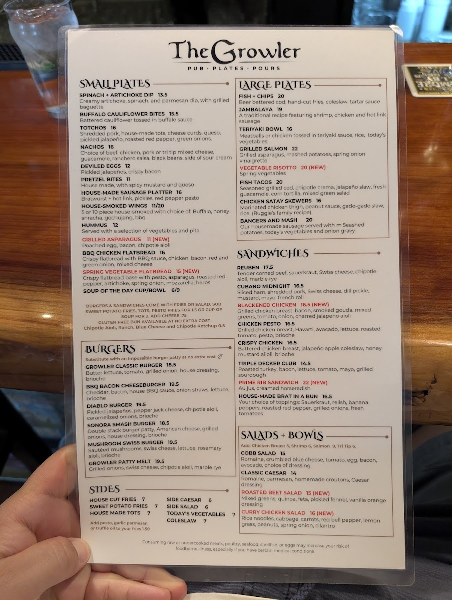 Menu - The Growler photo 1