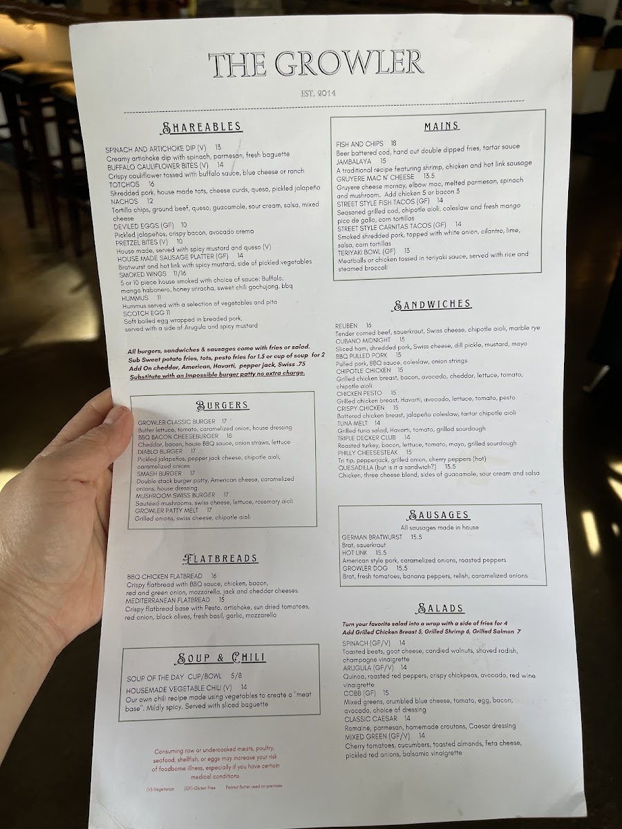 Menu - The Growler photo 2